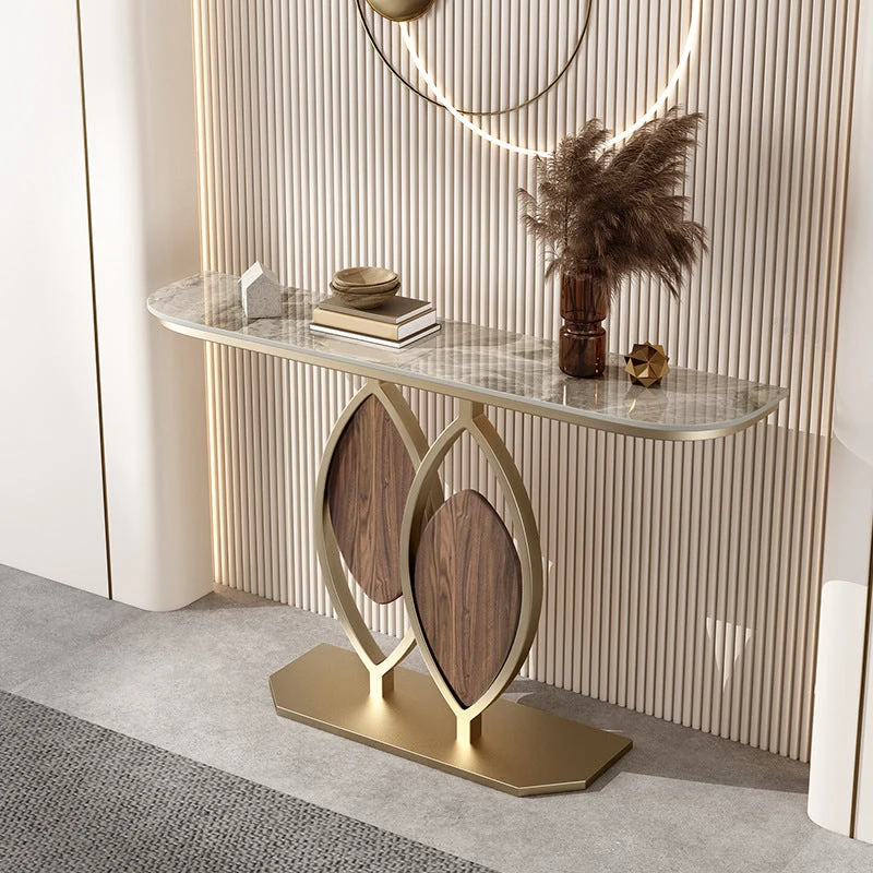 Glam Iron Half Moon Scratch Resistant Stain Resistant End Table