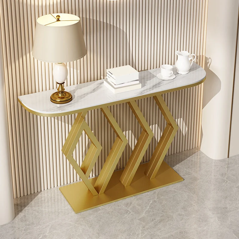 Glam Iron Half Moon Console Table Stain Resistant for Outdoor Console Sofa Table