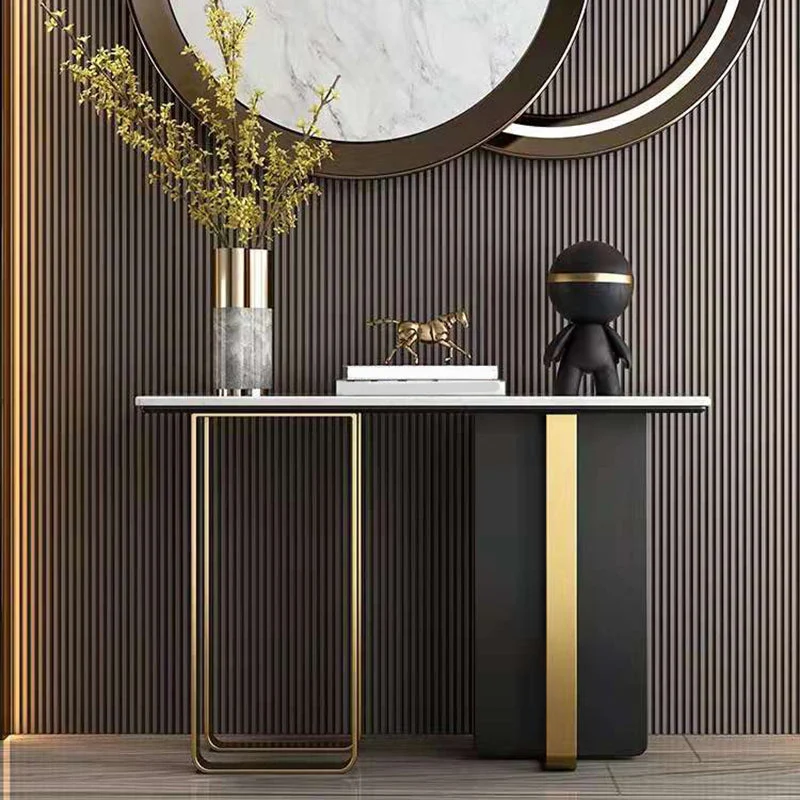 Glam Marble Rectangle Console Table Stain Resistant Scratch Resistant Console