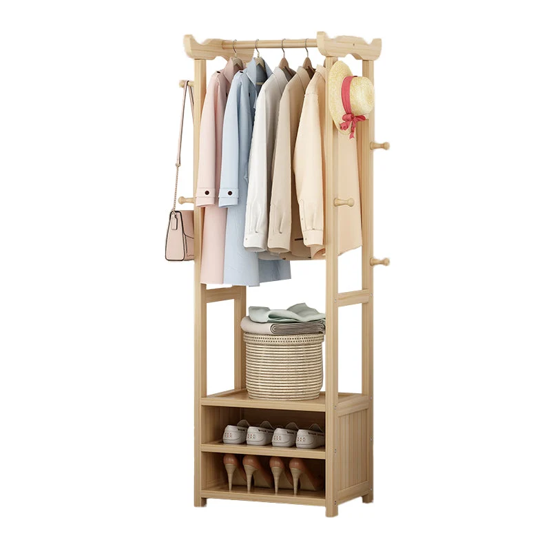 Entryway Kit Hall Tree Drawer Hooks in Burlywood Engineered Wood Coat Hanger