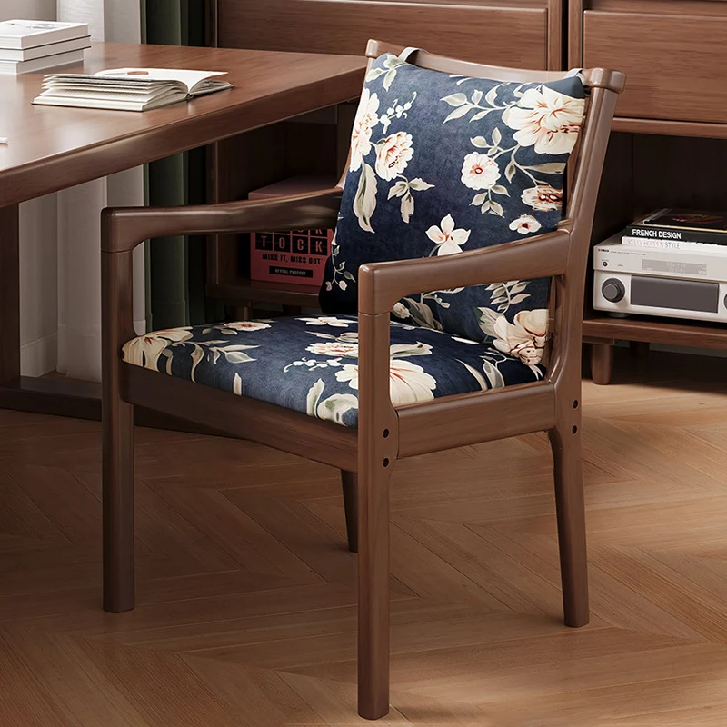 Contemporary Nordic Rectangular Linen-Cotton Rubberwood Multi-Layer Plywood Accent Chair Backrest Armrest For Living Room