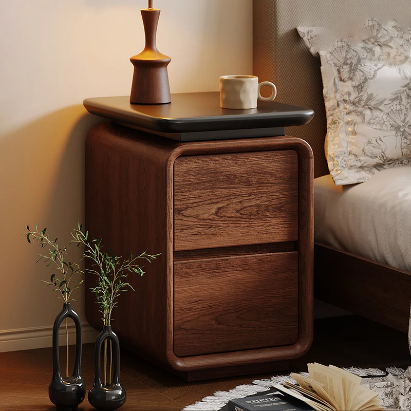 Contemporary Nordic Rectangular Faux Leather Thickened Multi-Layer Board Nightstand 2/3 Drawer For Bedroom