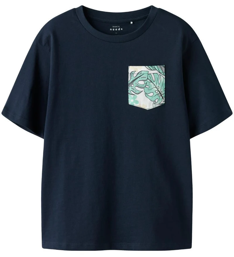 Name it - NKMVALMAS SS NREG TOP - Navy Blazer/Green Leaf