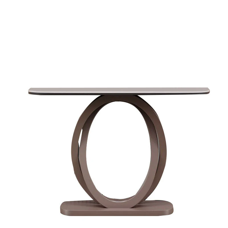 Contemporary Stone Accent Table Half Moon Sofa Console Table for Hall