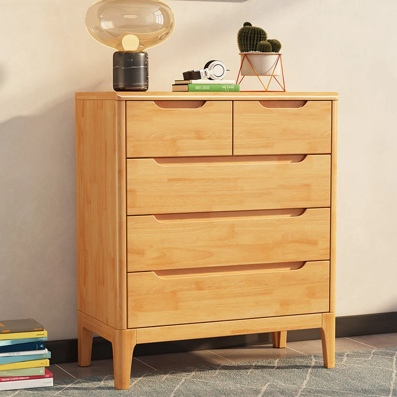 Contemporary Chest Home Rubber Wood Storage Chest with Drawers