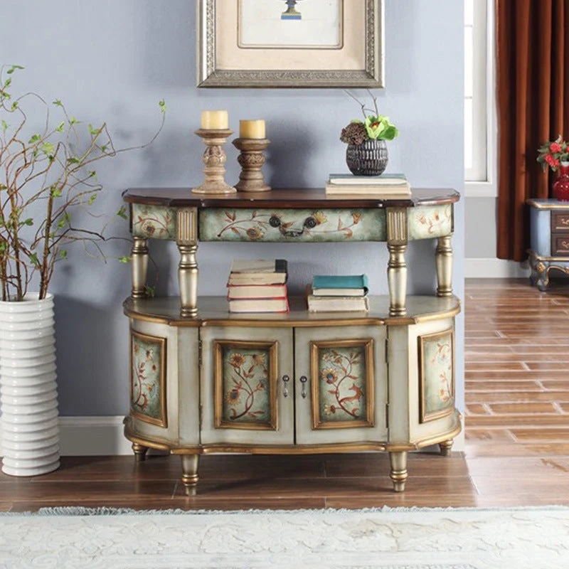 Mid-Century Modern Wooden End Table Half Moon Console Accent Table for Hall
