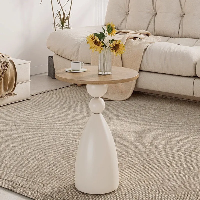 Traditional Vintage Medium-Density Fiberboard Carbon Steel Round Ball Side Table 1 Tier For Living Room