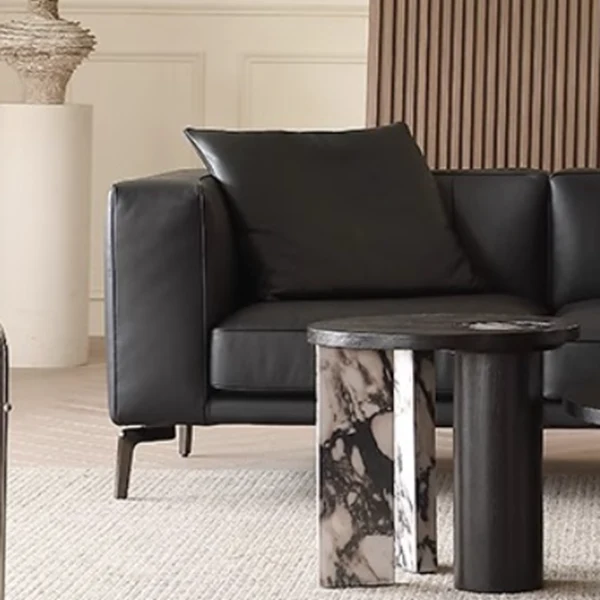 Traditional French Sintered Stone Solid Wood Veneer Round Rectangular Coffee Table With 1-Tier For Living Room