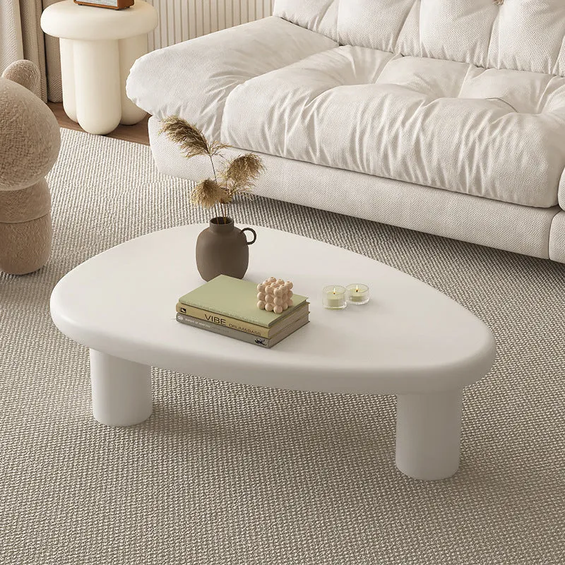 Traditional French Engineered Wood Rounded Triangular Coffee Table With 1-Tier For Living Room