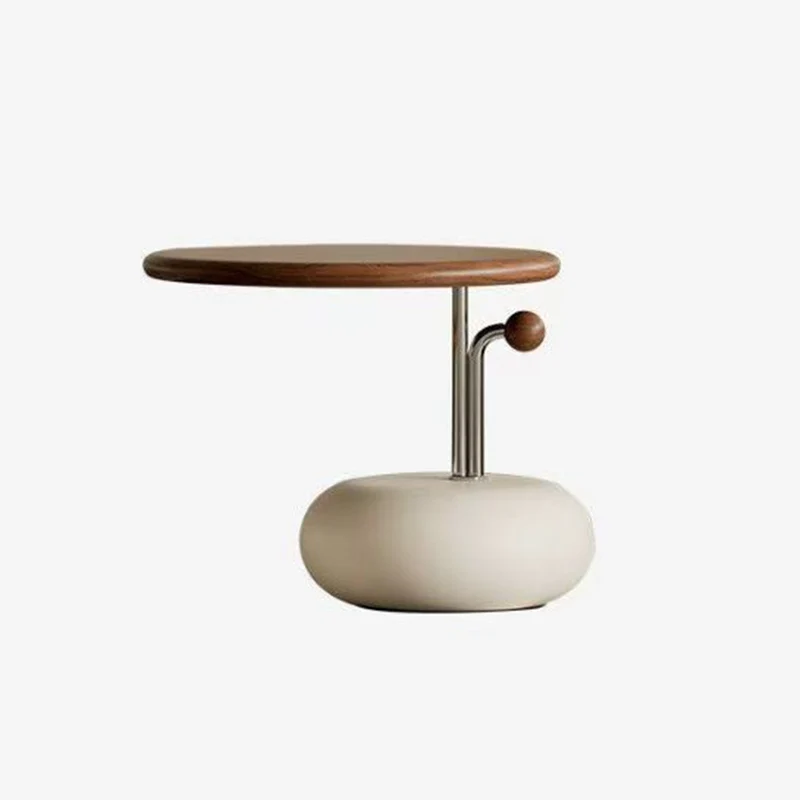 Contemporary Creative Pine Wood Stainless Steel MDF Round Cylindrical Coffee Table 1-Tier For Living Room