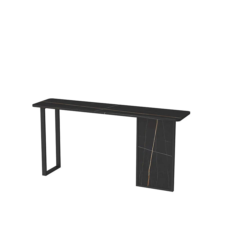 Iron Base Accent Table with Rectangle Stone Top for Hall Console Table