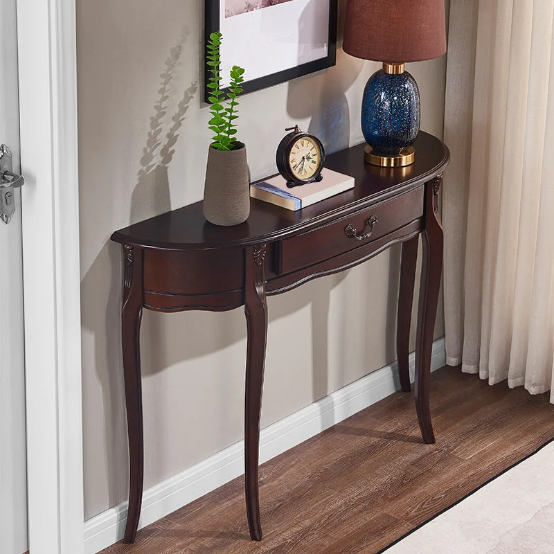 Mid-Century Modern Wooden End Table Half Moon Sofa Console Table for Hall