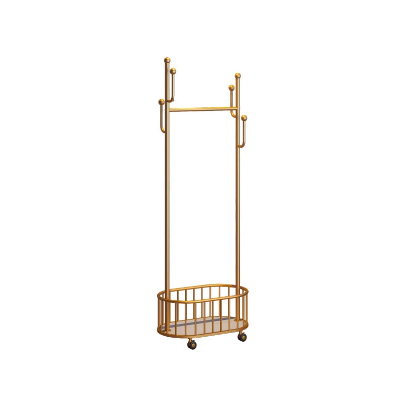 Luxury Metallic Coat Hanger Free Standing Coat Rack with Universal Wheel