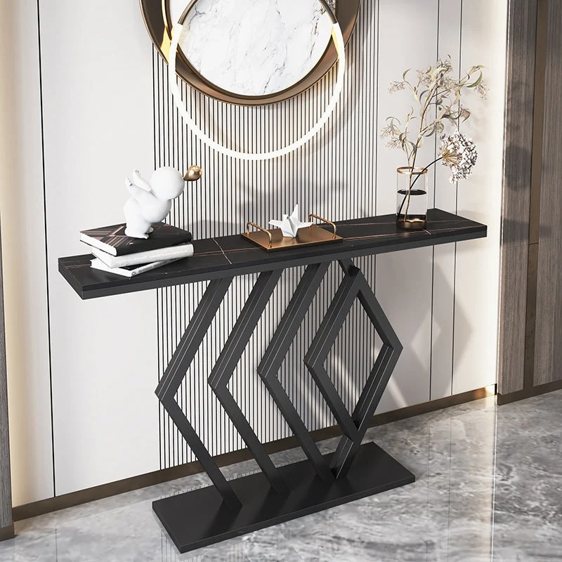Irone Base Console Table with Rectangle Stone Top for Hall Accent Table