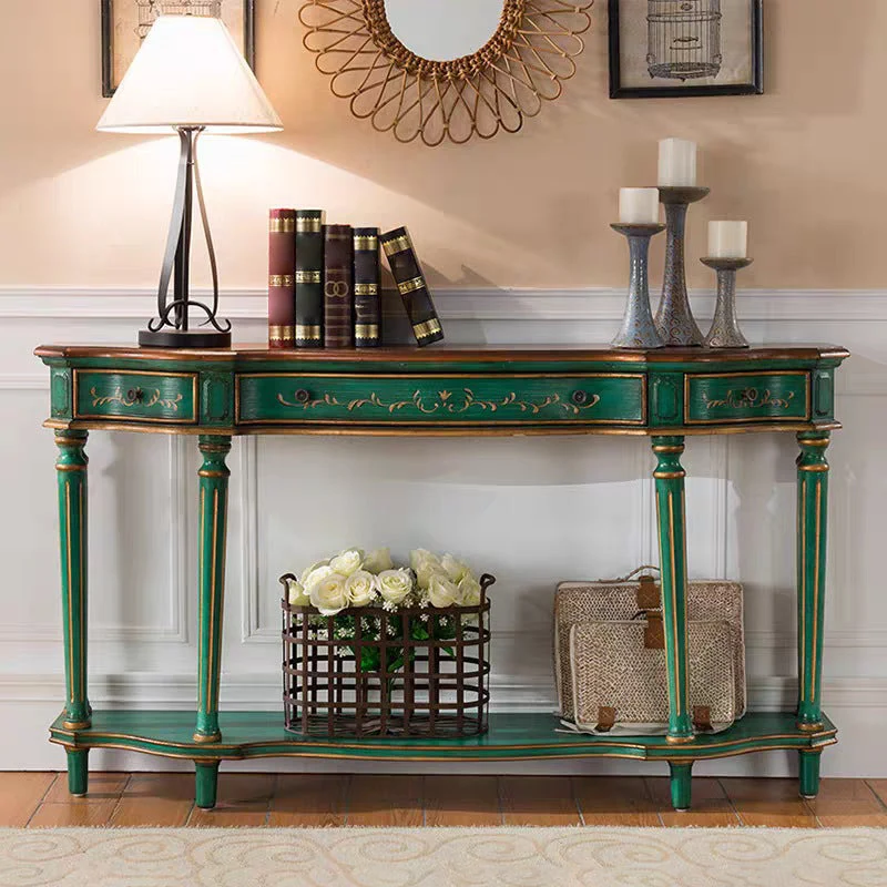 Victoria Wood Accent Table Free Form Sofa Console Table for Hall