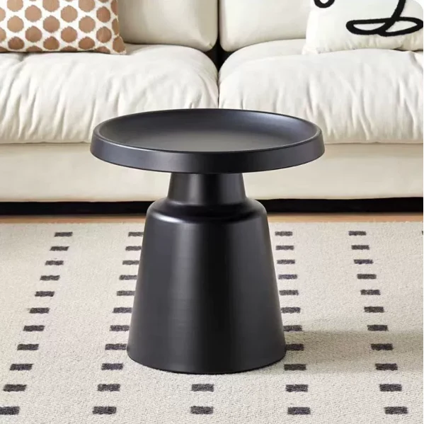 Contemporary Scandinavian MDF Rectangular Round Coffee Table 1 Tier For Living Room
