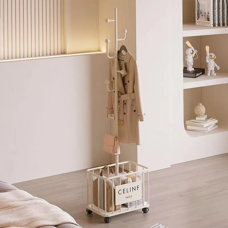 Modern Minimalist Rectangular Tree Branch Iron Movable Hall Tree 1-Storage For Bedroom & Entryways