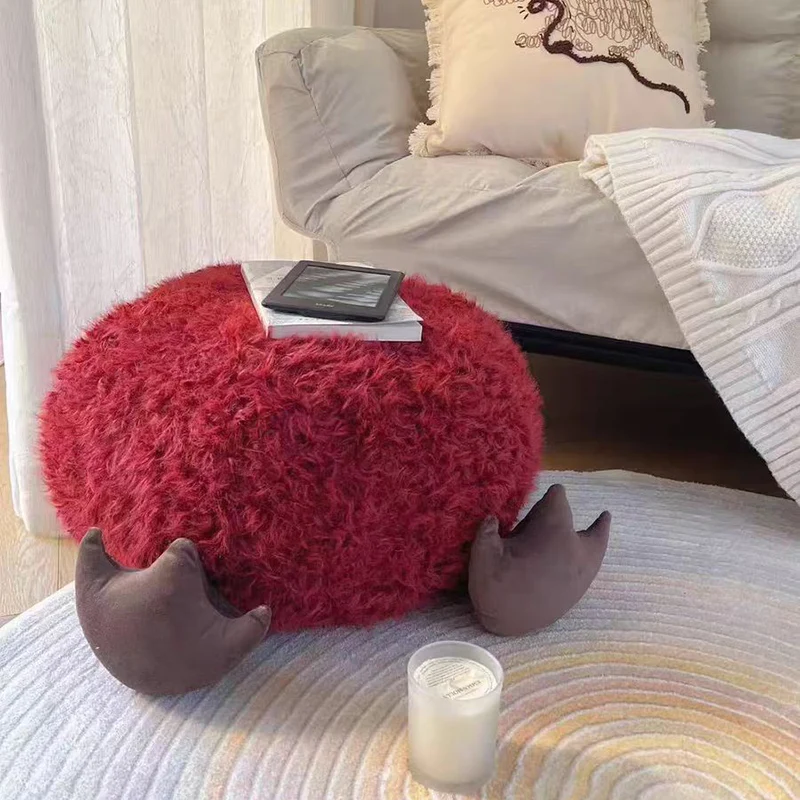 Contemporary Creative Cylindrical Round EPP Particle Short Fleece Kid Low Stool Backless Armless For Living Room