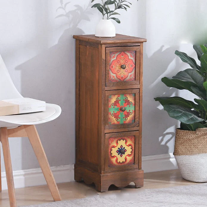 Traditional Brown Storage Chest Vertical Lingerie Chest with Drawers