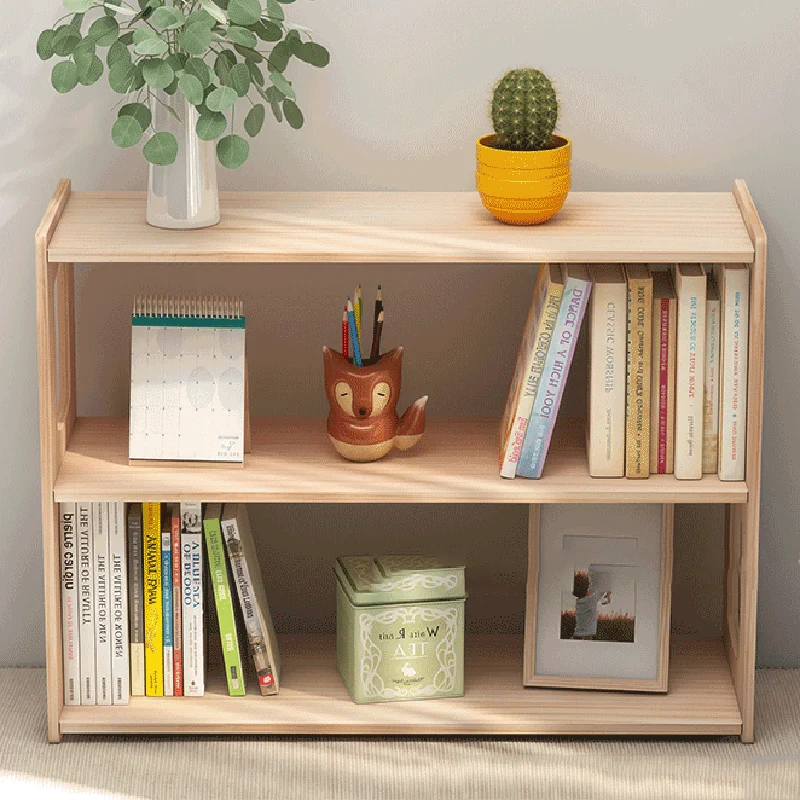Modern Minimalist Pine Wood Rectangular Storage Shelf 3-Tier For Living Room