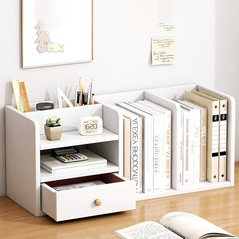 Modern Minimalist MDF Rectangular Desktop Storage Shelf With 1 Drawer For Living Room