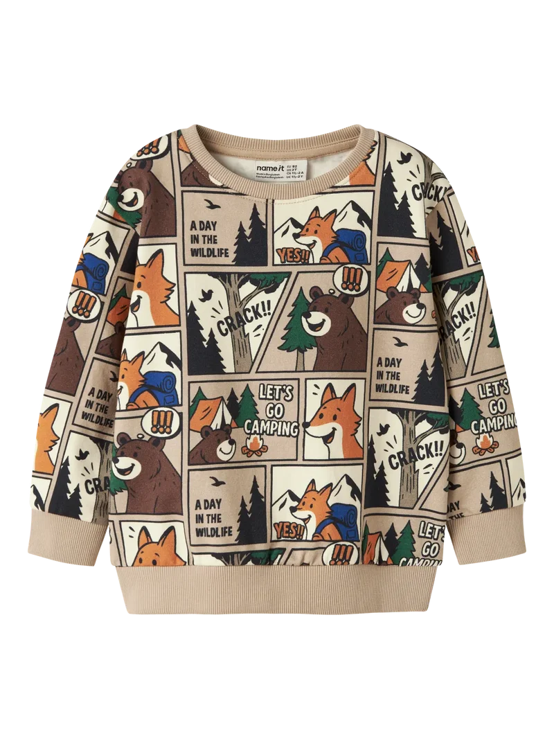 Name it - NMMOSWALDY LS NREG SWEAT BRU BOX - Sesame