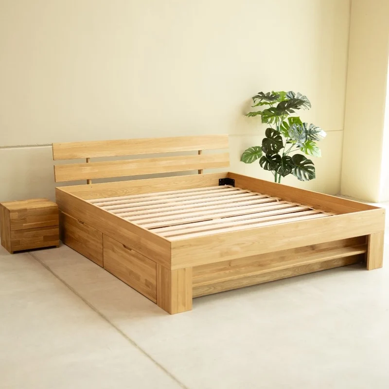 Bett mit Stauraum aus massiver Eiche UPPSALA | NordicStory