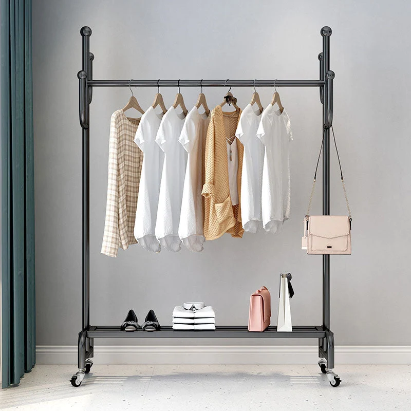 Contemporary Coat Hanger Solid Color Free Standing Storage Shelves Coat Rack with Castors