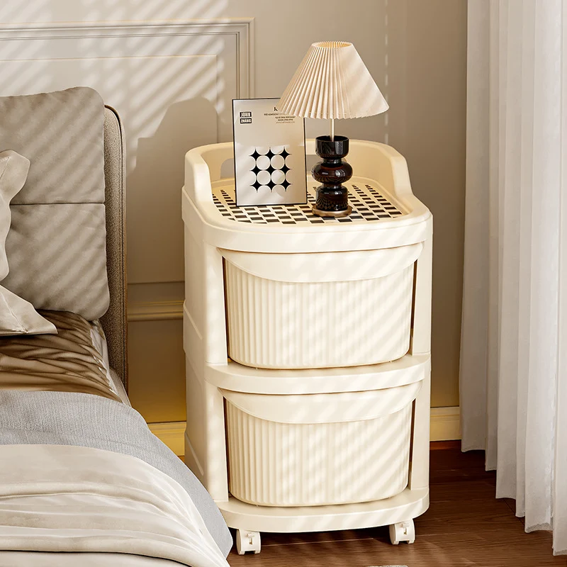 Modern Minimalist Plastic Rounded Square Mobile Storage Shelf 2/3/4/5 Drawers For Living Room
