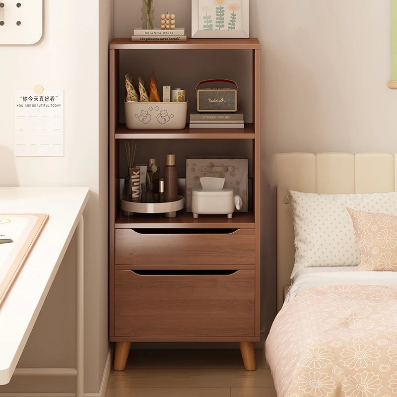 Contemporary Scandinavian Engineered Wood Cylindrical Rectangular Storage Shelf With 2 Drawers For Living Room