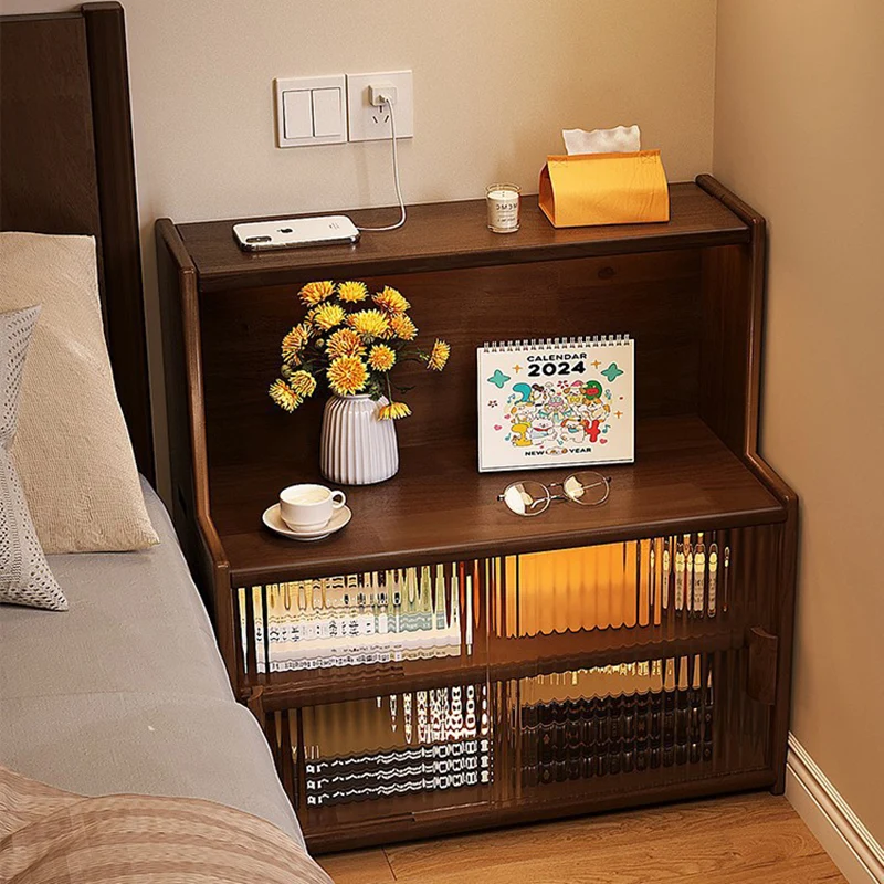 Traditional Vintage Pine Wood MDF Glass Rounded Rectangular Storage Shelf 3/4 Tier For Bedroom