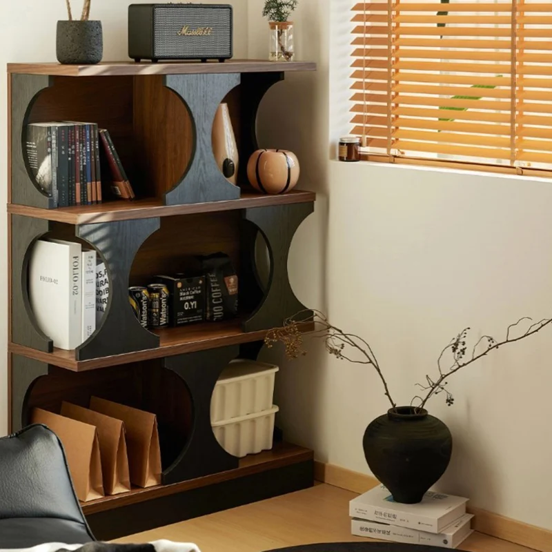 Traditional French Engineered Wood Curved Square Storage Shelf 3-Tier For Living Room