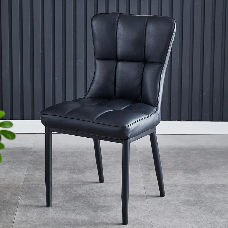 Contemporary Luxury Rectangular PU Leather Carbon Steel Dining Chair Backrest Armless For Dining Room & Kitchen