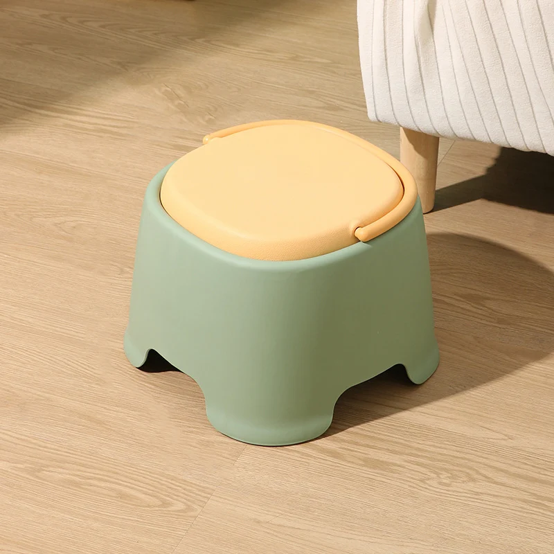 Contemporary Nordic Rounded Square PP Plastic Stackable Portable Low Stool Backless Armless For Living Room