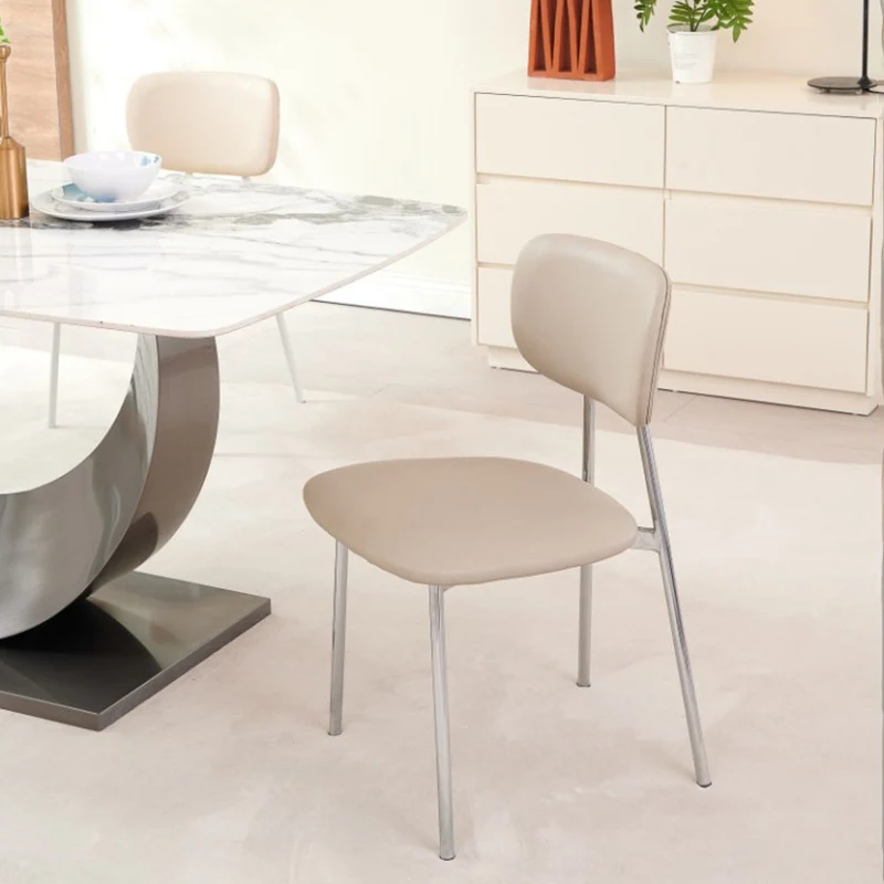Contemporary Nordic Rectangular Triangular Microfiber Leather Carbon Steel Dining Chair Backrest Armless For Dining Room & Kitchen