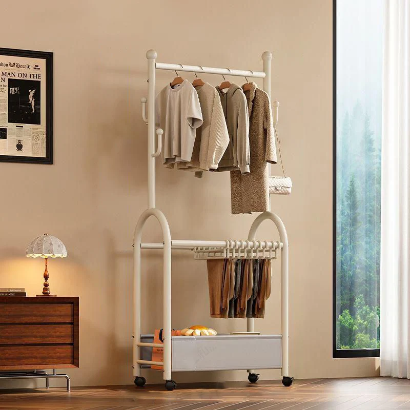 Modern Minimalist Carbon Steel Faux Leather Rectangular Hall Tree Movable Versatile Storage For Living Room & Bedroom