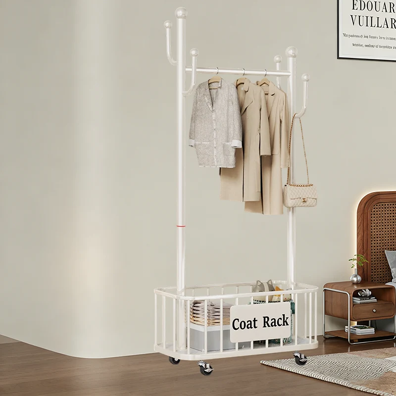 Modern Minimalist Iron Rectangular Hall Tree 1-Cabinet Movable For Living Room & Bedroom