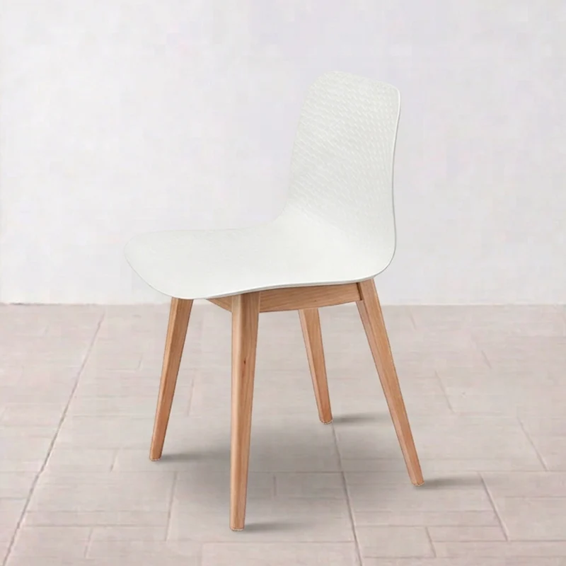 Modern Minimalist PP & Beech Wood Dining Chair - Ergonomic Curved Back, Set Of 4