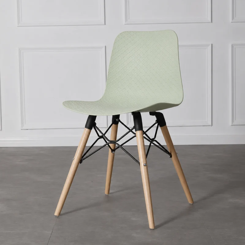 Modern Minimalist Curved PP & Beech Wood Dining Chairs - Set Of 4 For Dining Room, Kitchen & Home Office
