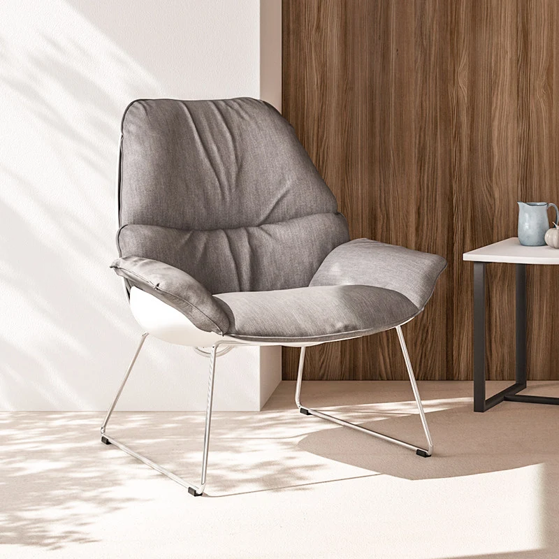 Contemporary Nordic Reception Chair - Upholstered PP Fabric Lounge Chair With Steel Frame For Office, Cafe & Living Room