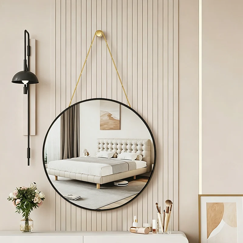 Modern Minimalist Round PVC MDF Glass Wall Mirror For Living Room