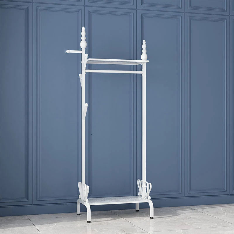 Contemporary Solid Color Coat Hanger Free Standing Coat Rack with Storage Shelving