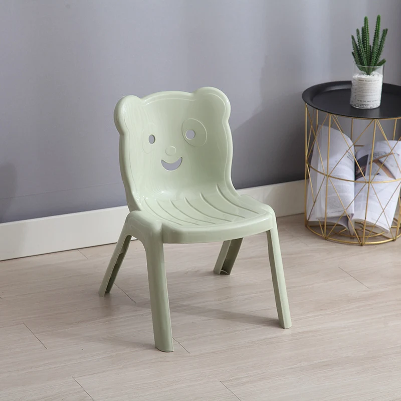 Contemporary Creative Curved Bear Hollowing Design Kids PP Dining Chair Backrest Armless For Dining Room & Kitchen