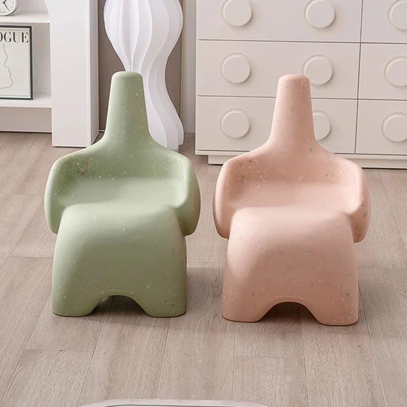 Contemporary Creative Curved Elephant Design Kids PE Dining Chair Backrest Armrest For Dining Room & Kitchen