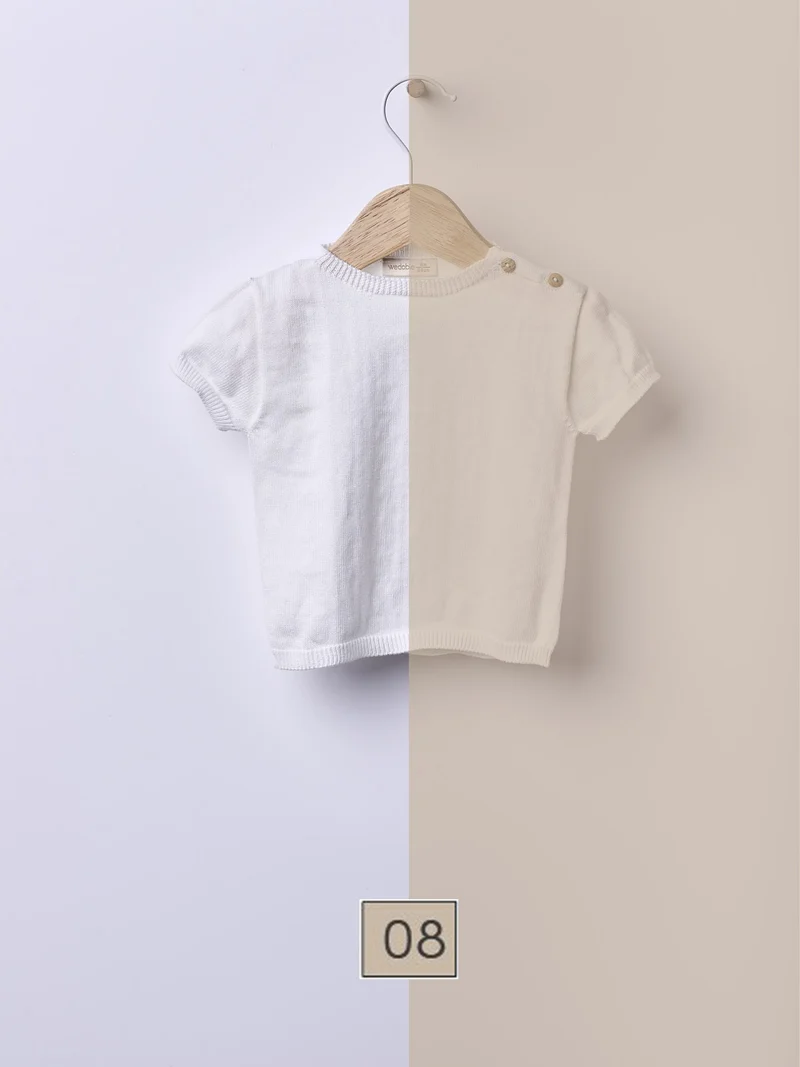 Short-sleeved sweater knitted in organic cotton | PURE FEELINGS
