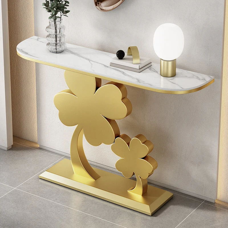 Glam Half Moon Console Table Scratch Resistant Accent Table for Hall