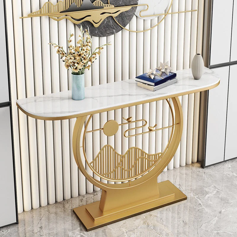Modern Console Accent Table Antique Finish Console Sofa Table in Stone