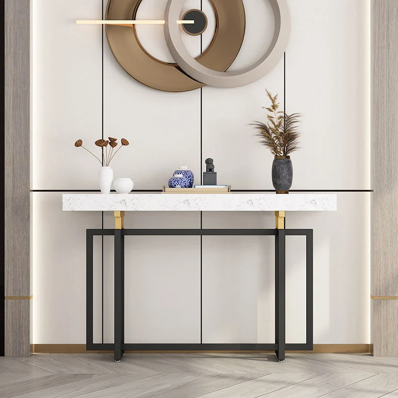 31.5" High Sofa Console Table with Marble Top Console for Hall