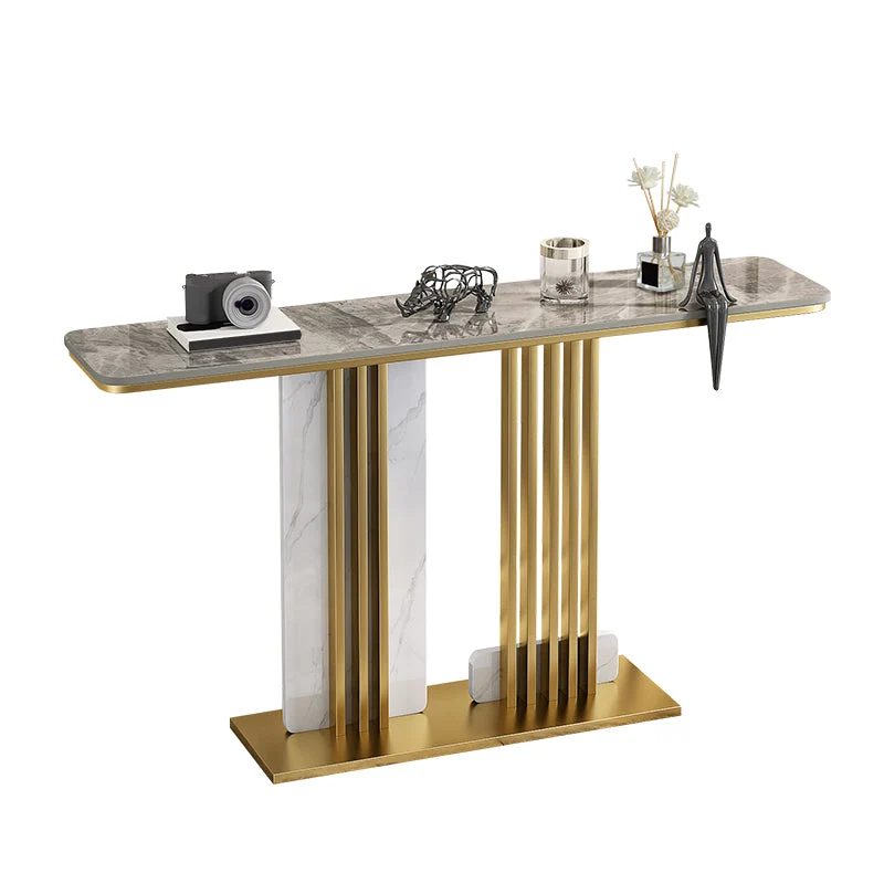 Contemporary Rectangular Accent Console Table with Golden/Black Base