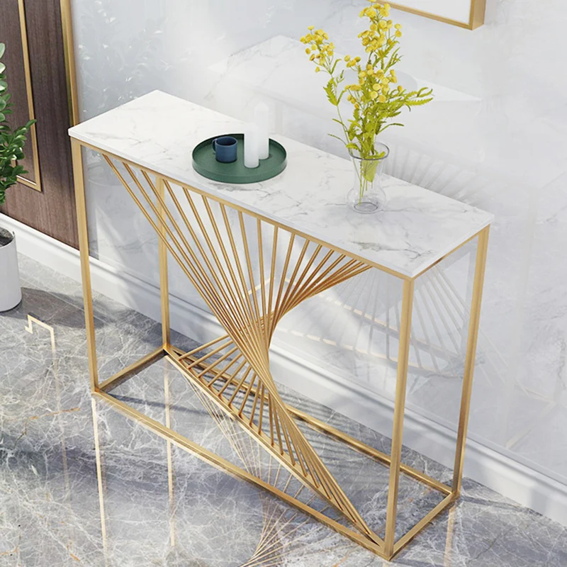 Contemporary Luxury MDF Steel Rectangular Console Table For Entryways